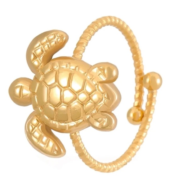 Fashion Jewelry Jewelry - Stylish Gold Turtle Adjustable Ring